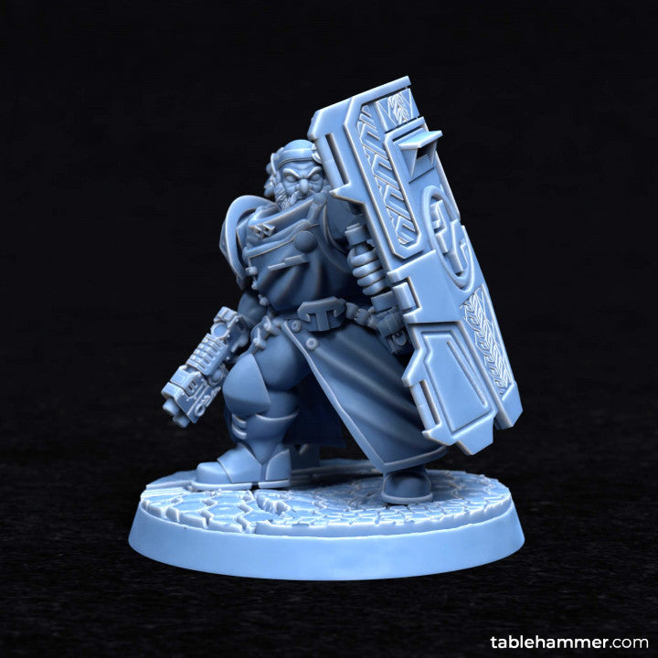 Forgeheart Medicus (space dwarf combat medic with shield) | STL Files - Tablehammer