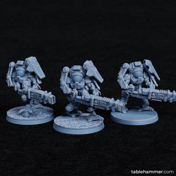 Exo Dwarves with Ion Cannons (heavy weapons scifi dwarves) | STL Files - Tablehammer