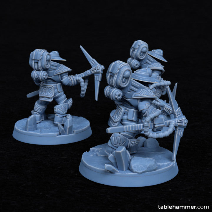 Minig crew (Space dwarf miners with pickaxes) | STL Files - Tablehammer