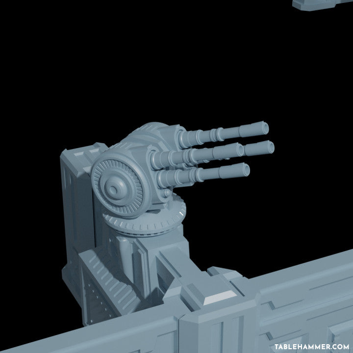 Modular scifi wall system with turrets | STL Files - Tablehammer