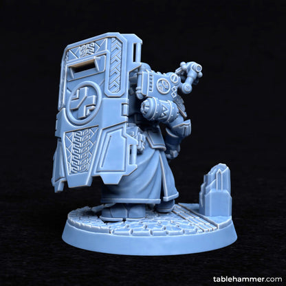 Forgeheart Medicus (space dwarf combat medic with shield) | STL Files - Tablehammer