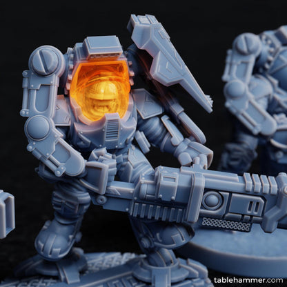 Exo Dwarves with Ion Cannons (heavy weapons scifi dwarves) | STL Files - Tablehammer