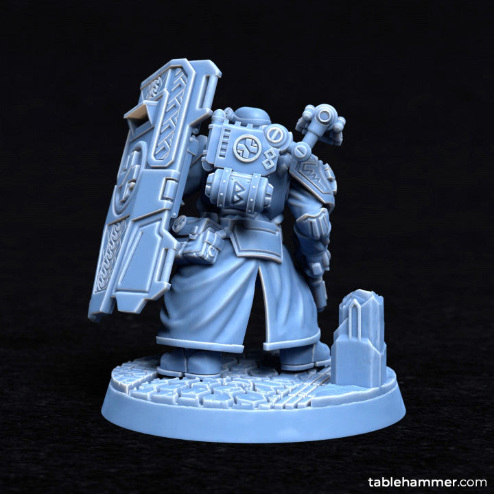 Forgeheart Medicus (space dwarf combat medic with shield) | STL Files - Tablehammer