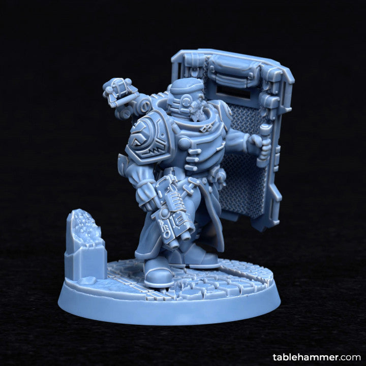 Forgeheart Medicus (space dwarf combat medic with shield) | STL Files - Tablehammer