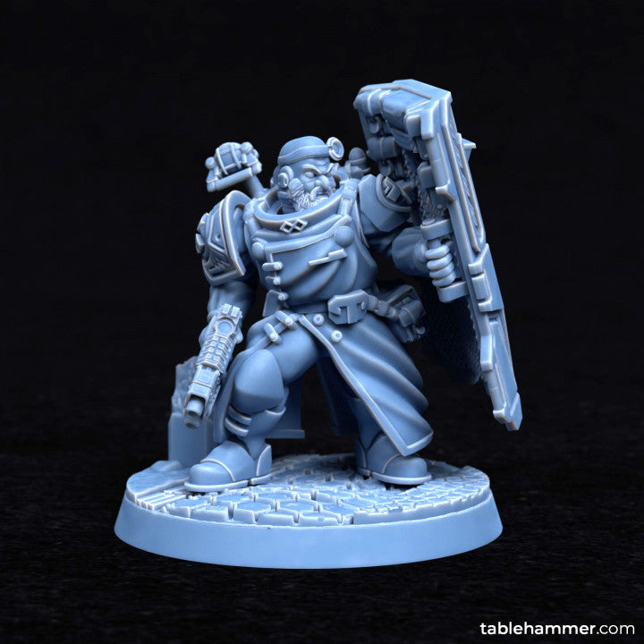 Forgeheart Medicus (space dwarf combat medic with shield) | STL Files - Tablehammer