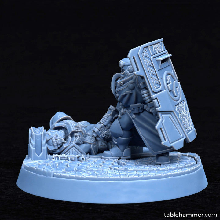 Forgeheart Medicus (space dwarf combat medic with shield) | STL Files - Tablehammer