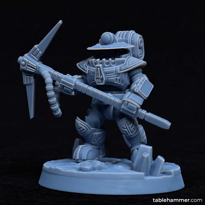 Minig crew (Space dwarf miners with pickaxes) | STL Files - Tablehammer