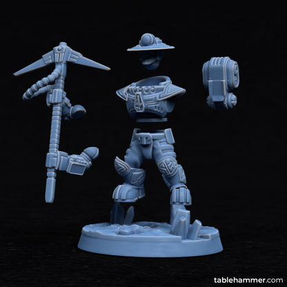 Minig crew (Space dwarf miners with pickaxes) | STL Files - Tablehammer