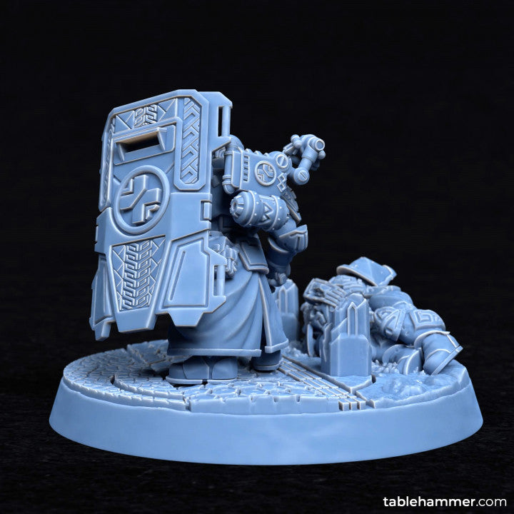 Forgeheart Medicus (space dwarf combat medic with shield) | STL Files - Tablehammer