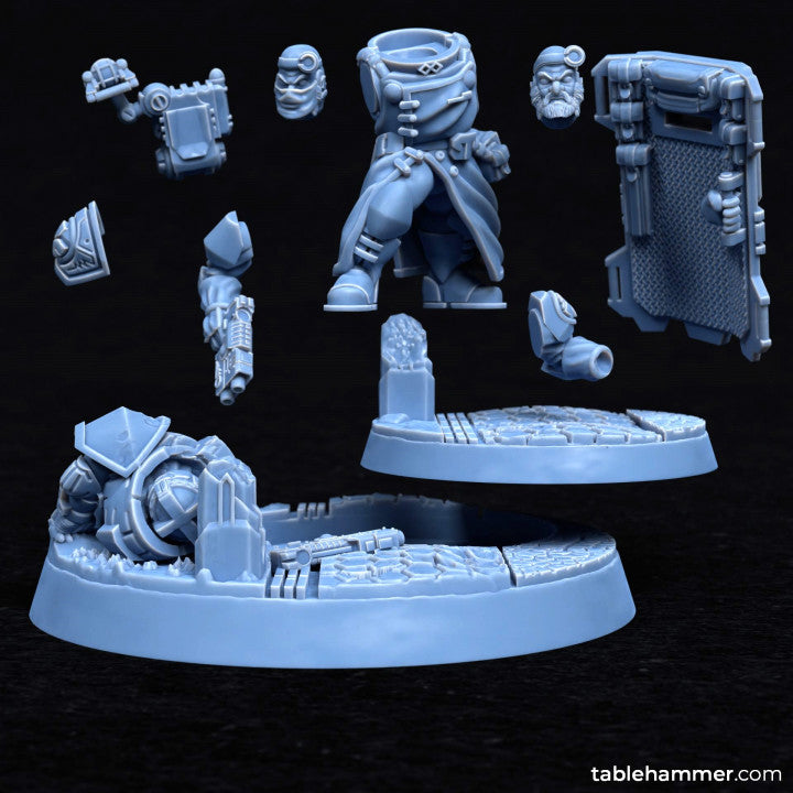 Forgeheart Medicus (space dwarf combat medic with shield) | STL Files - Tablehammer