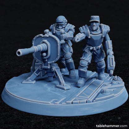 Factory Guard Heavy Cannon - human heavy weapon team | STL Files - Tablehammer