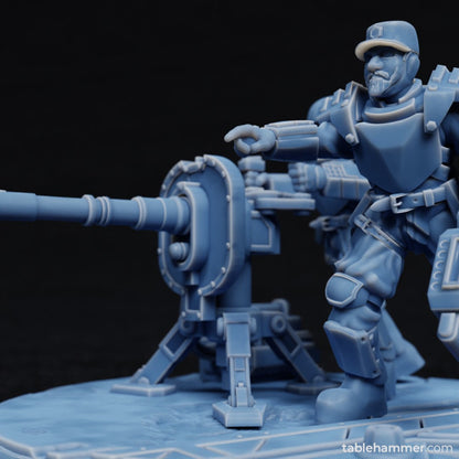 Factory Guard Heavy Cannon - human heavy weapon team | STL Files - Tablehammer