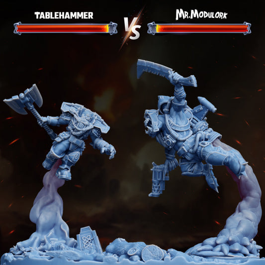 Duel in the stratosphere - Dwarf vs Orc - Tablehammer x MrModulork collab piece | STL Files - Tablehammer